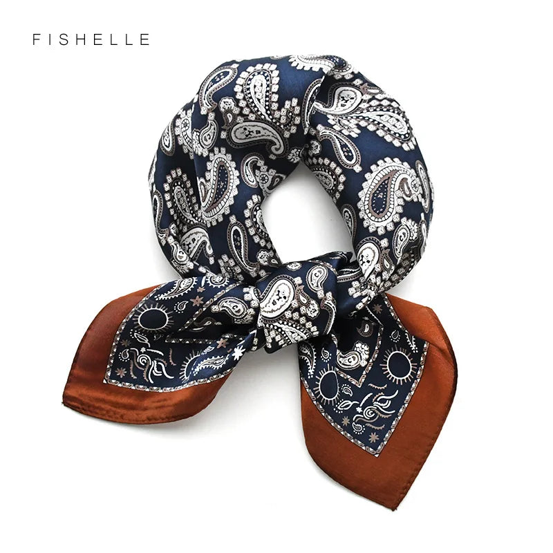 Fashion summer women silk scarves pure silk female warp printed cashew bandana headscarf foulard hijab scarf ladies gift