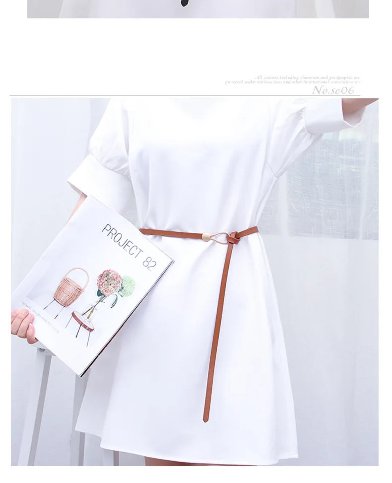 New Fashion Leather Women Belt Designer Metal Buckle Waist Strap All-match Lady Dress Coat Sweater Decorative Knotted Waistband