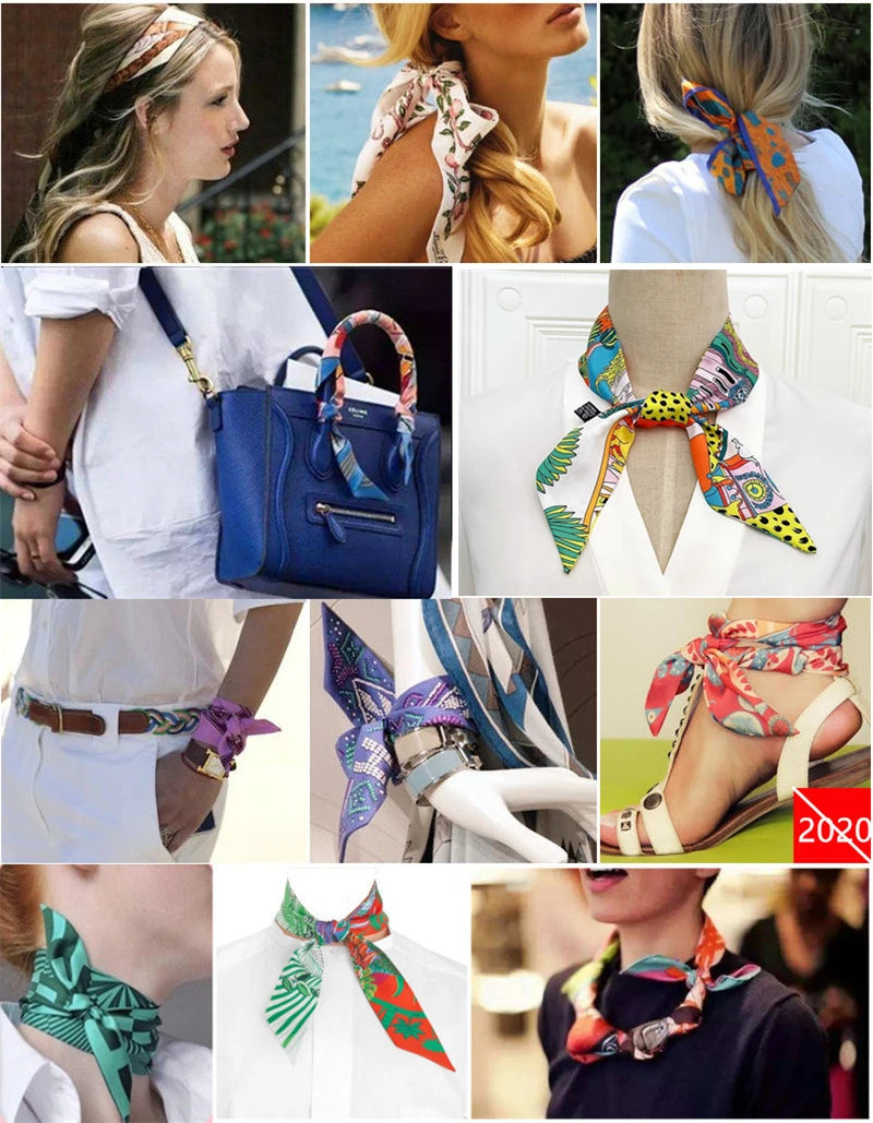 2024 Neues Design Stiefmütterchen Tarot Schal Frauen Luxusmarke Schal Skinny Tasche Seidenschals Foulard Haar Halstuch Stirnband Für Damen