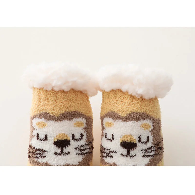 Cute Winter Baby Cartoon Christmas Socks Thicken Cotton Warm Newborn Kids Floor Sock Non-Slip Children Socks For 0-4 Years