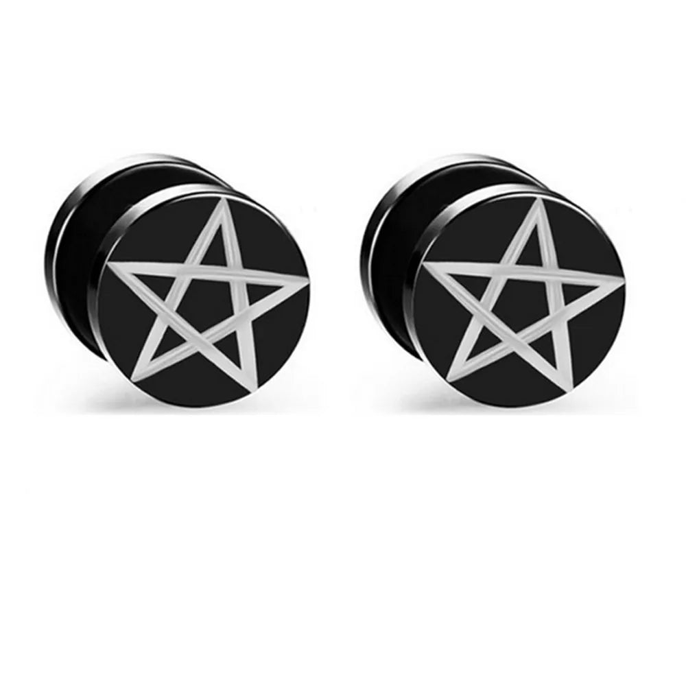 Black Punk Stainless Surgical Steel Stud Earrings For Men Women Small Vintage Hip Hop Ear Jewelry Accessories Earrings Wholesale