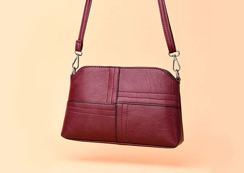 New Casual mama Messenger Bags Crossbody PU Leather Black Handbags for Women Small Shoulder Bag Purse