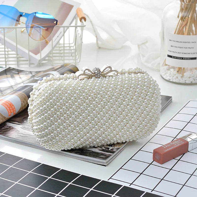 Pearl Clutch Bags Women Purse Ladies white Hand Bags Evening Bags for Party Wedding black Shoulder Bag Bolsa Feminina