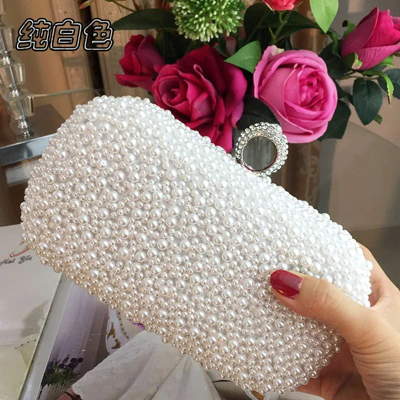 Pearl Clutch Bags Women Purse Ladies white Hand Bags Evening Bags for Party Wedding black Shoulder Bag Bolsa Feminina