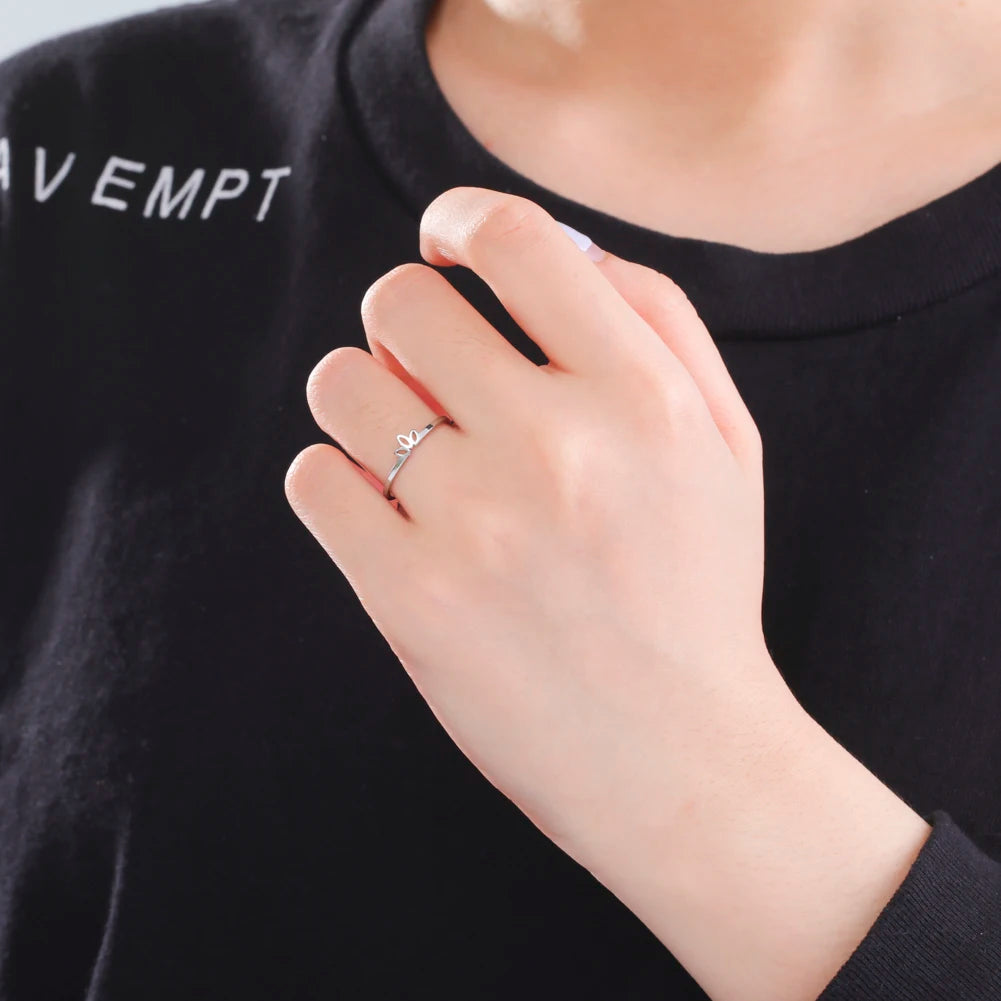 COOLTIME Lotusringe für Damen Edelstahl Paarring Hochzeitsverlobungsgeschenke Minimalistische Ringe Trendschmuck