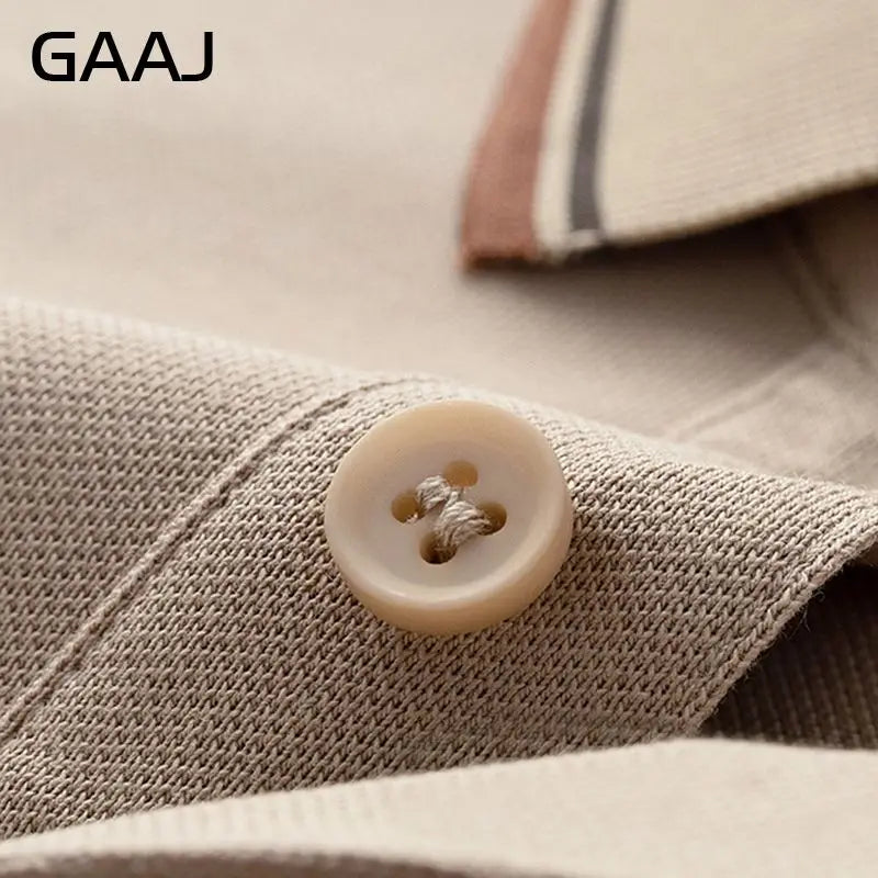 GAAJ Business Polo Shirt Men,Casual Brand Tops,Striped Collar T shirt,High Quality Cotton Tee,Social Poloshirt,Menswear Clothes