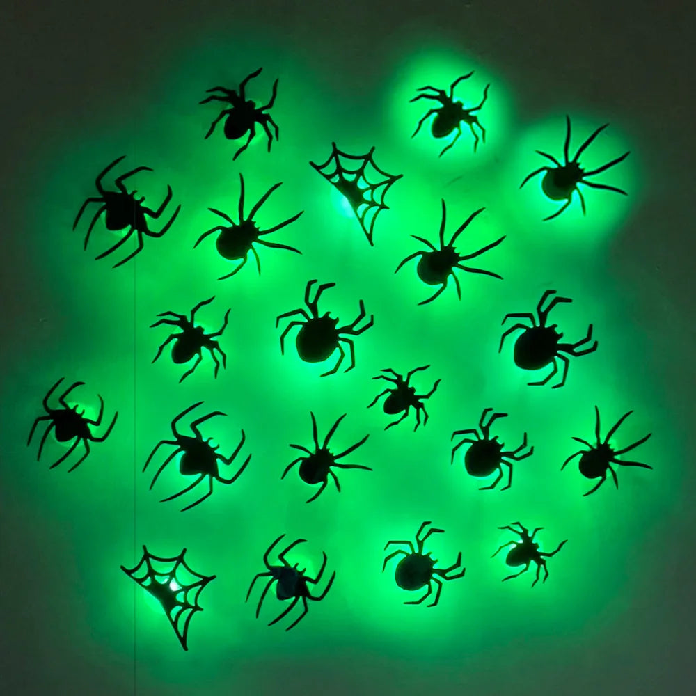Halloween Bat/Spider Night Light 3D Purple/Green Lights Wall Sticker Self Adhesive Glow Decor for Haunted House Party Supplies