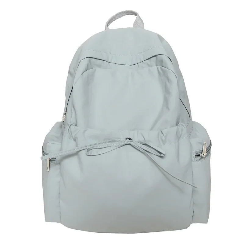 Japanese Style Student Backpack Solid Color Bow Travel School Bag Lightweight and Fashionable Women's Backpack New Simple Casual
