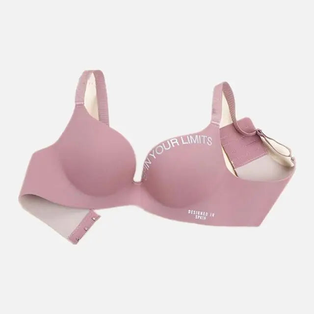 Simplicity Letters Printed Bra Sexy Deep V Thin Women's Lingerie Seamless Cup Surface Bralette No steel rings gather Brassiere