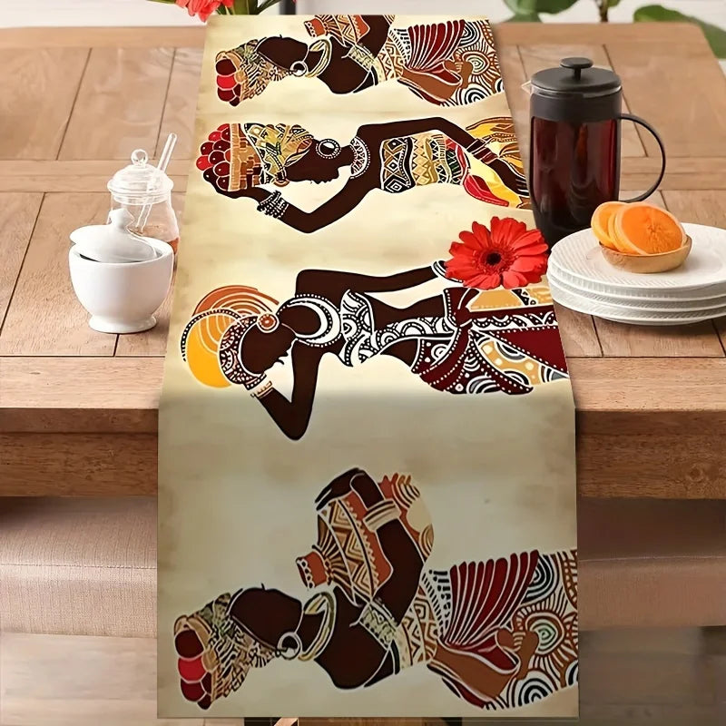 1 Piece African Decorative Table Runner, Perfect for Daily Decoration, Farmhouse Style, Autumn and Winter Theme, Holiday Party Decoration - Rectangular Woven Table Runner