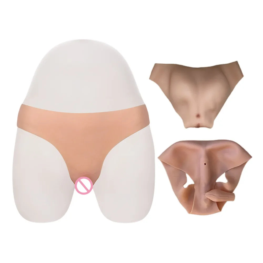 Simulated Silicone Fake Vaginal Pants Underwear Briefs Trans Panties Hide Penis For Crossdresser Shemale Drag-queen Cosplay Gays
