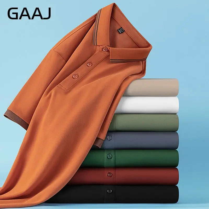 GAAJ Business Polo Shirt Men,Casual Brand Tops,Striped Collar T shirt,High Quality Cotton Tee,Social Poloshirt,Menswear Clothes