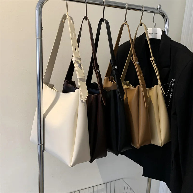 Fashion Leather Tote Bag for Women 2026 Trends Female Simple Large High Capacity Shoulder Side Bag Handbags and Purses Women Bag