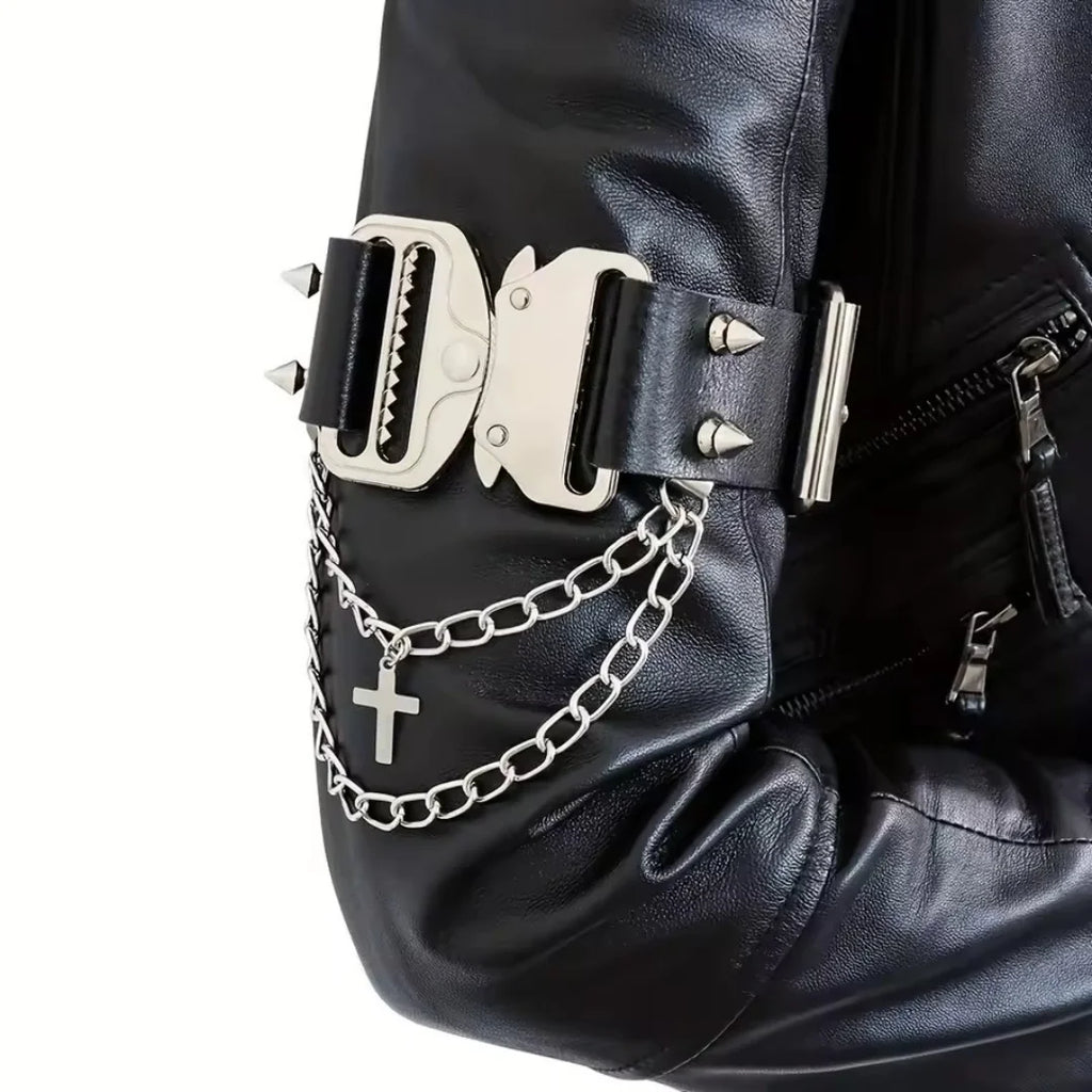 Men's Hip Hop Belt Gothic Faux Leather Arm Cuff with Decorative Tassels for Christmas Halloween Carnival Party Fashion Belt