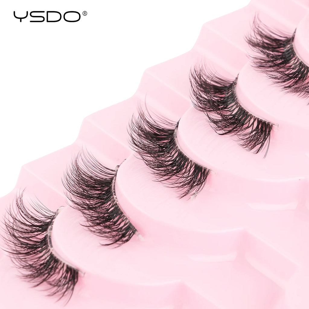 YSDO Halb-Wimpern 5/7/10 Paare Nerzwimpern Natürliche Falsche Wimpernverlängerung Make-up Wispy Katzenwimpern Künstliche Wimpern Maquiagem Cilios