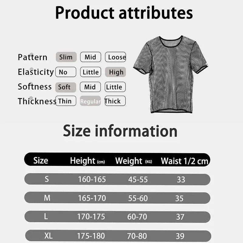 Men's Hollow Out Mesh T-Shirt, Breathable, Sport, See Through, Streetwear, Lightweight, Casual Tank Top, Summer, New Arrivals