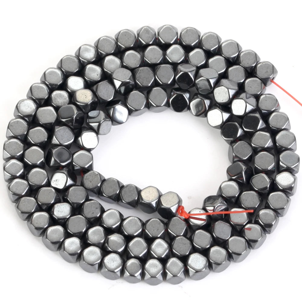 2/3/4mm Faceted Square Cube Plated KC Golds Colorful Hematite Natural Stone Spacer Loose Beads For Jewelry Making Diy Bracelet