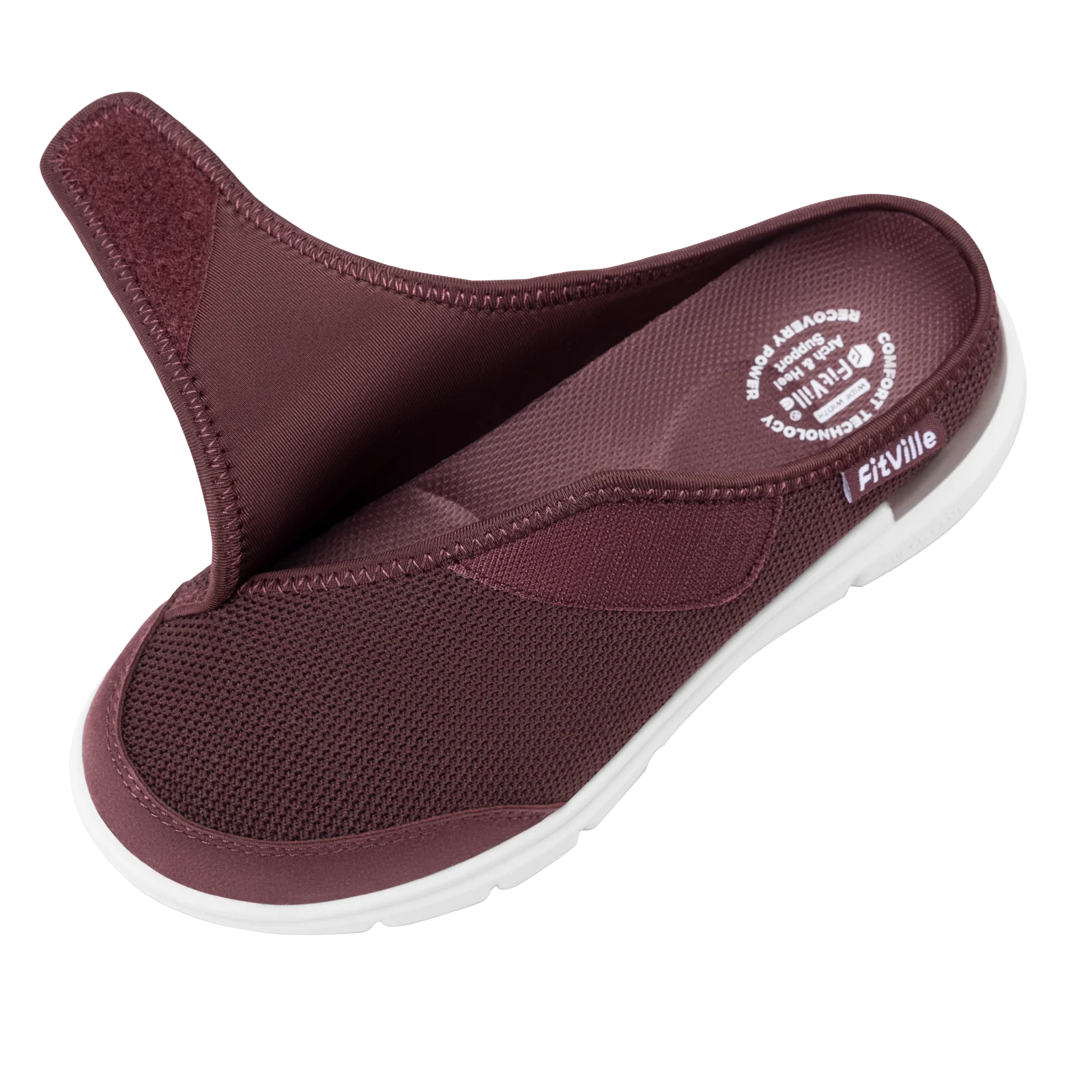 FitVille Damen Orthopädische Hausschuhe Breite Fleece-gefütterte Clogs mit Fußgewölbestütze Erholungs-Pantoletten Bequeme Slip-On-Schuhe