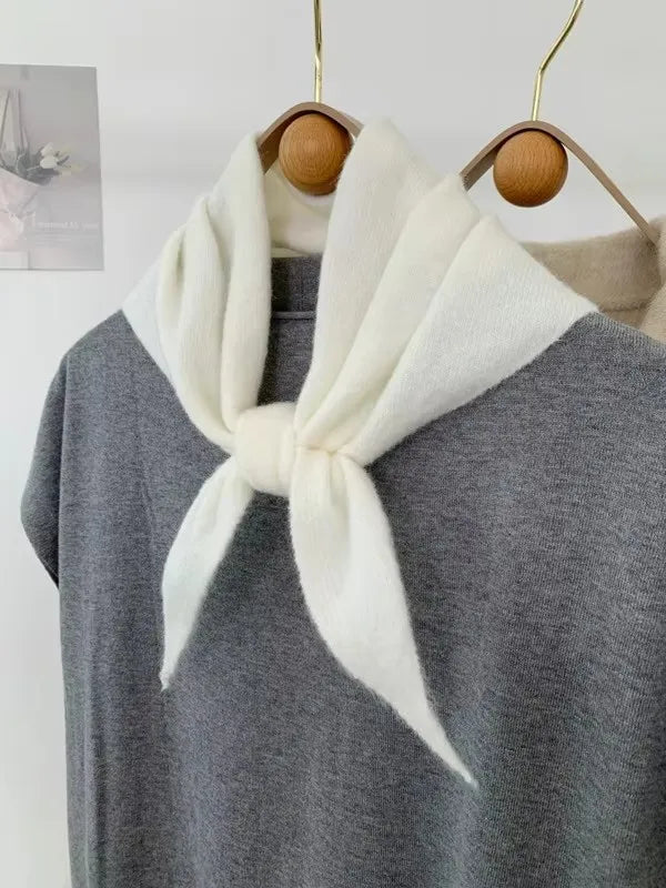New Women Wool Scarf Shawl Winter Warm Soft Knitted Striped Triangle Fashion Brand Bandana Lady Wool Scarves