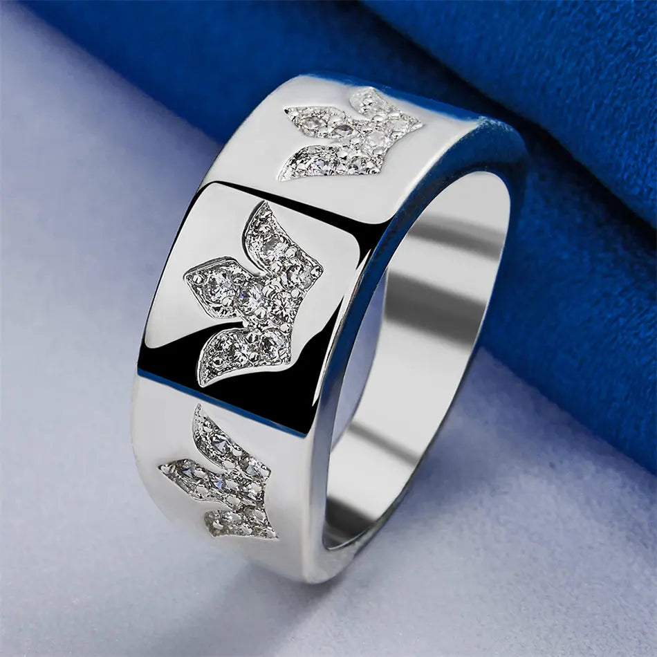 1 Stück 925er Sterlingsilber 7-10 Luxus-Kronen-Zirkonring, modisches Damen-Geschenkaccessoire Schmuck