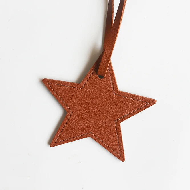 Custom Name Handbag Pendant Cute Star PU Leather Fashion Accessories Wholesale Engrave Initials Travel Luggage Tag Creative Gift