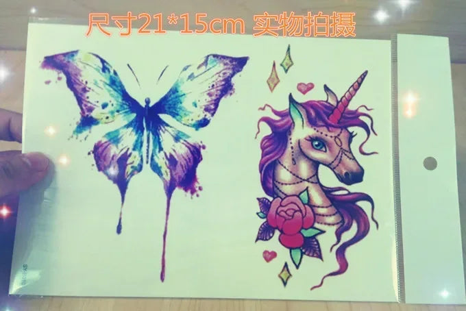 Waterproof Temporary Tattoo Sticker unicorn horse mermaid dream catcher fox tatto stickers flash tatoo fake tattoos for women 27