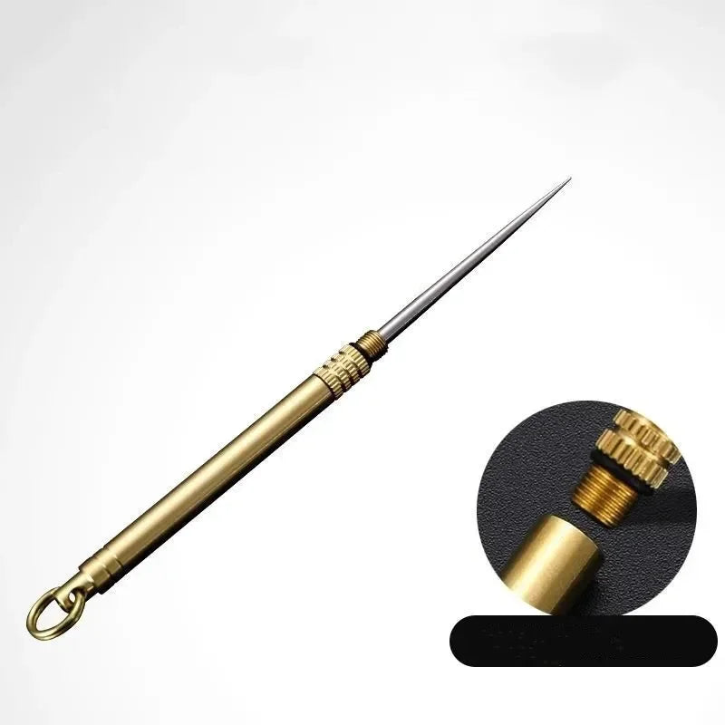 Titanium Brass Metal With Key Ring Fruit Pick Tooth Cleaning Personalized Brass Toothpick Toothpick Fruit Fork Toothpick Tube