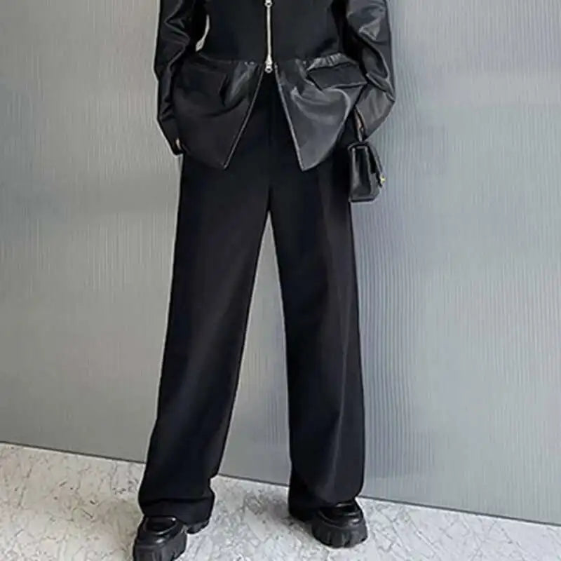 IEFB Men's Suit Pants Solid Color Niche Design Korean Style Casual Straight Elastic Waist Versatile Trousers 2023 New 9C2269