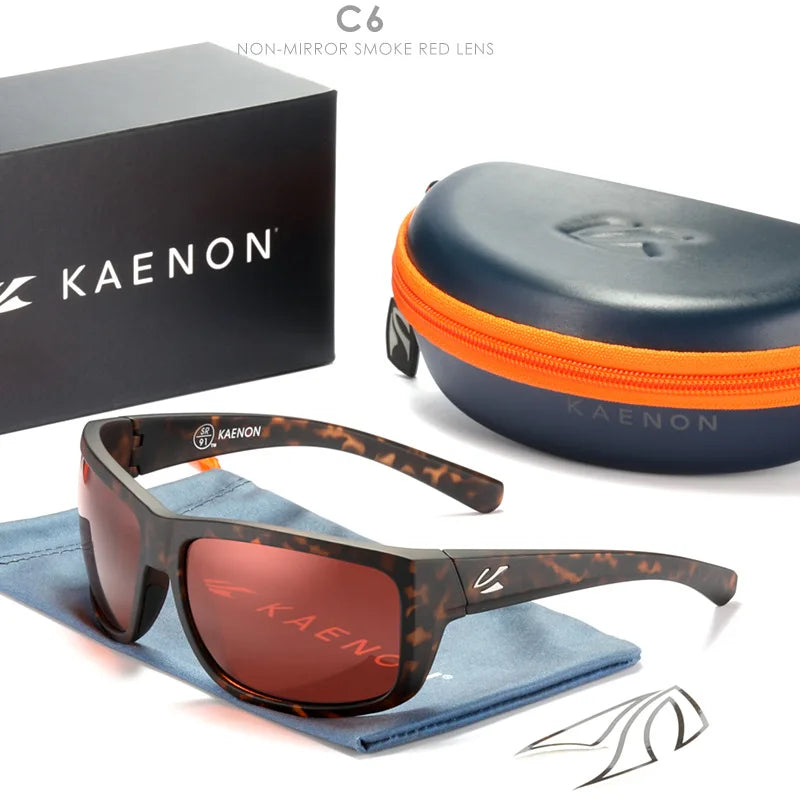 KAENON New Polarized Men's Fishing Driving Sunglasses Outdoor Sports HD Colorful TR90 Outdoor Cycling Sun Glasses Original Box