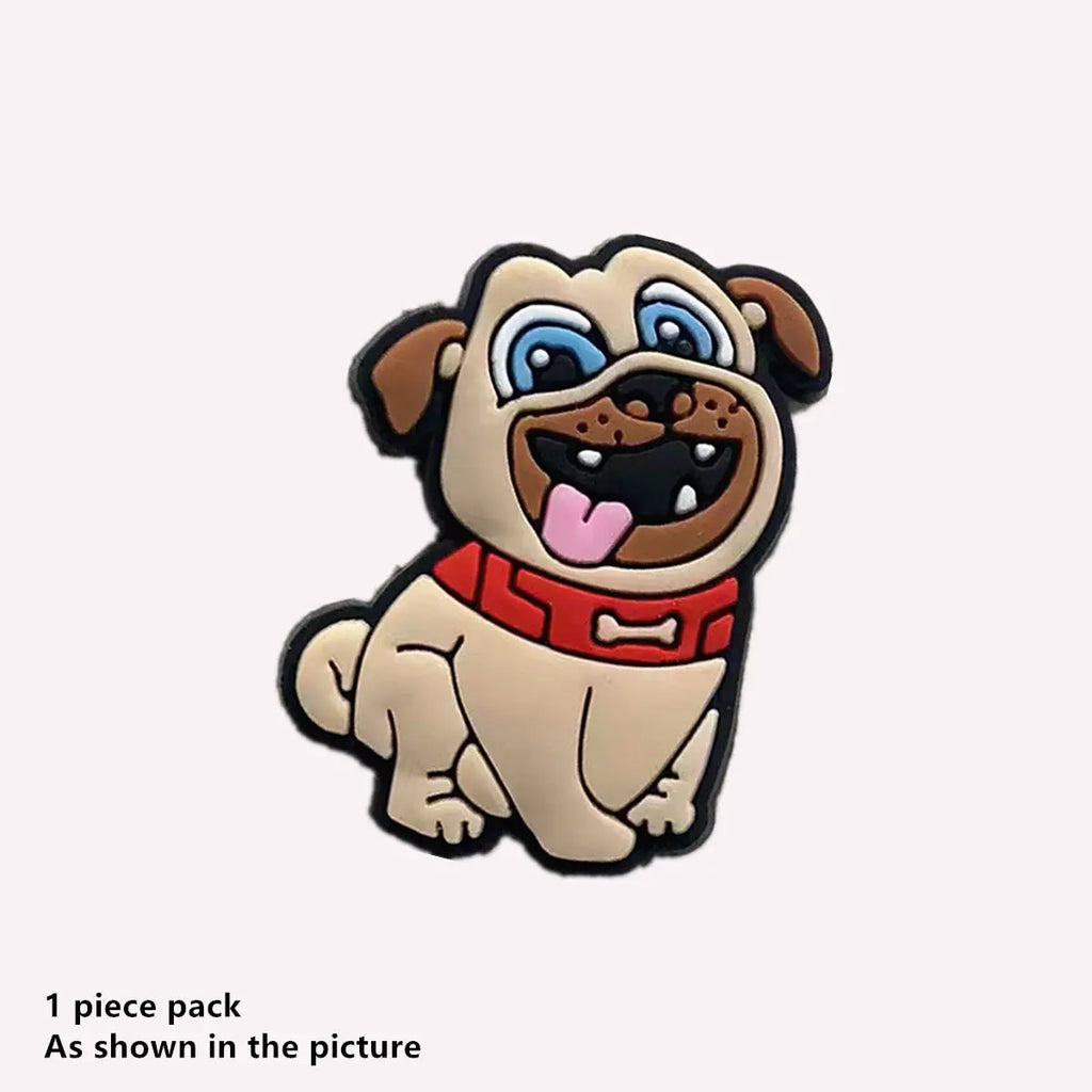 1 Pcs Favorite Pets PVC Shoe Charms Bulldog Labrador Beagle Shapes Shoes Upper Buckle Aceessories Lovely Pug Sandals Decorations