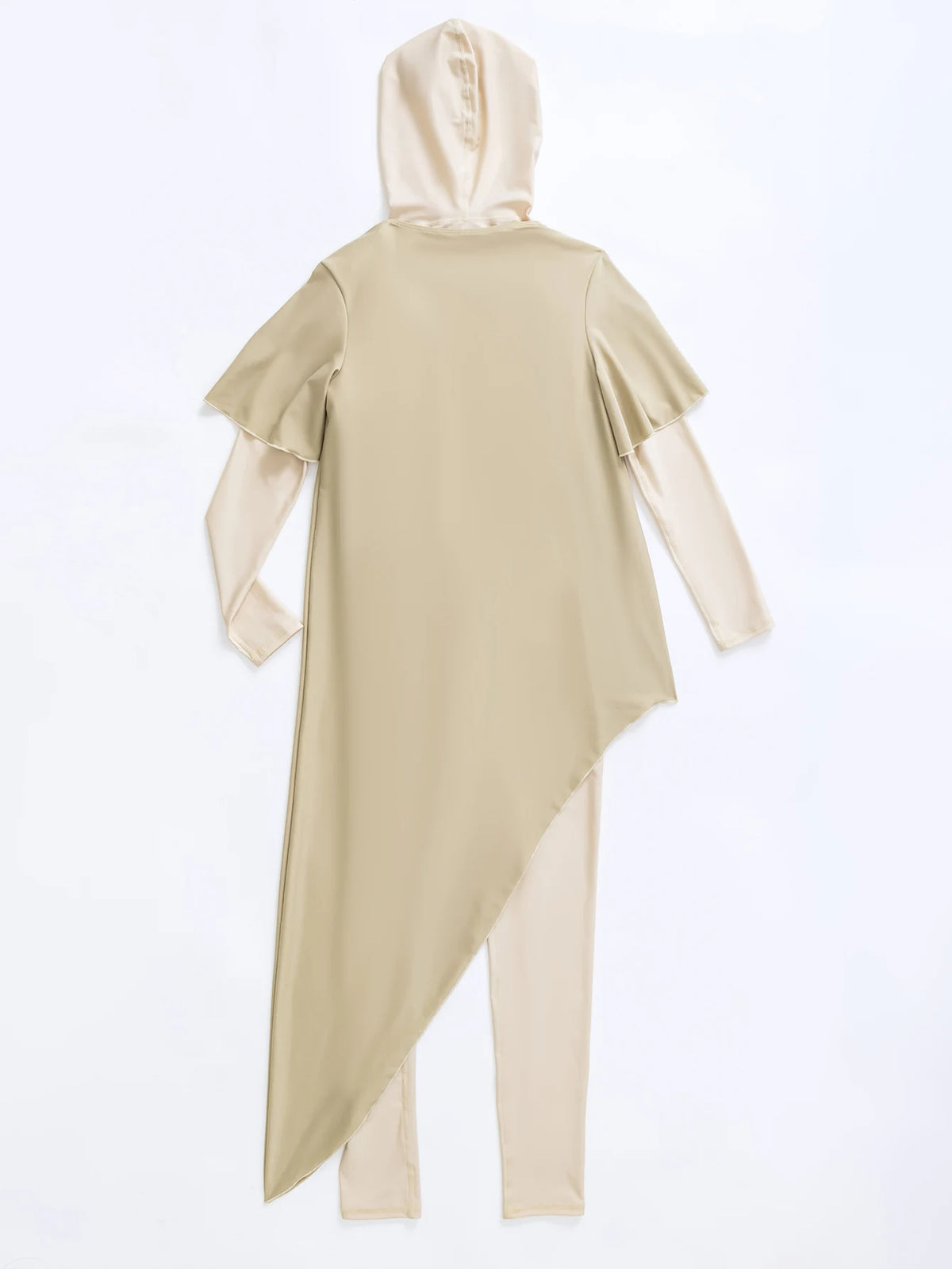 2pcs Beige Burkini Femmes Swimsuit set for Muslim women Burkini with Hooded All Cover beach Wear diving suit with SPF50+