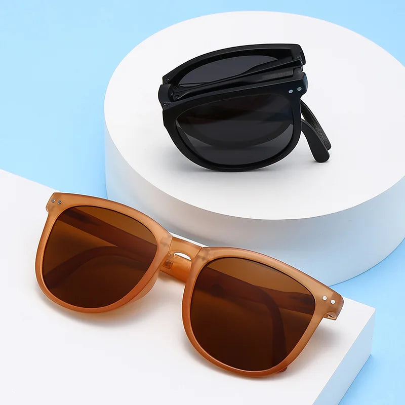 Folding sunglasses for women with high-end feel 2023 new UV protection and sun protection, large face slimming with degree