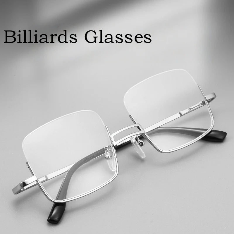 TFTB New Men's and Women's Snooker Billiards Glasses Frame Ultra Light Fashion Large Size Spring Leg Square Half Eyeglasses T002