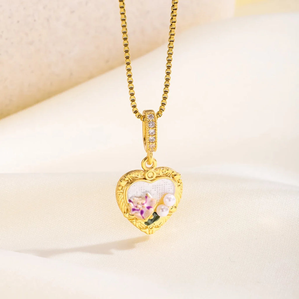 Blumenanhänger Halsketten, Edelstahl Goldfarbene Layered Halskette Damen, Minimalismus Stil Schmuck Accessoires Halskette