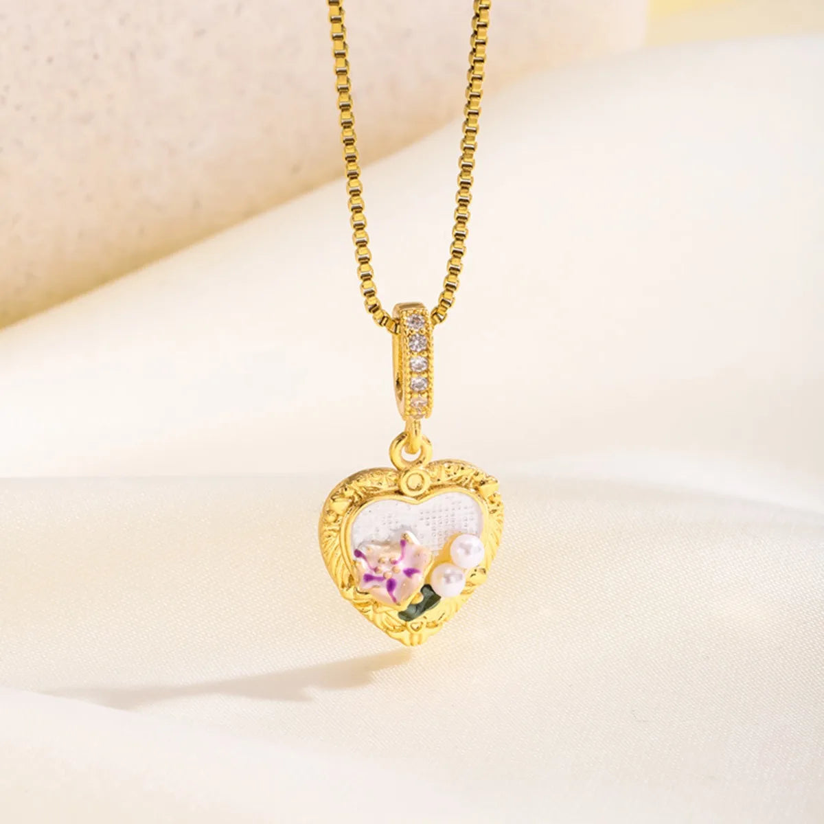 Blumenanhänger Halsketten, Edelstahl Goldfarbene Layered Halskette Damen, Minimalismus Stil Schmuck Accessoires Halskette