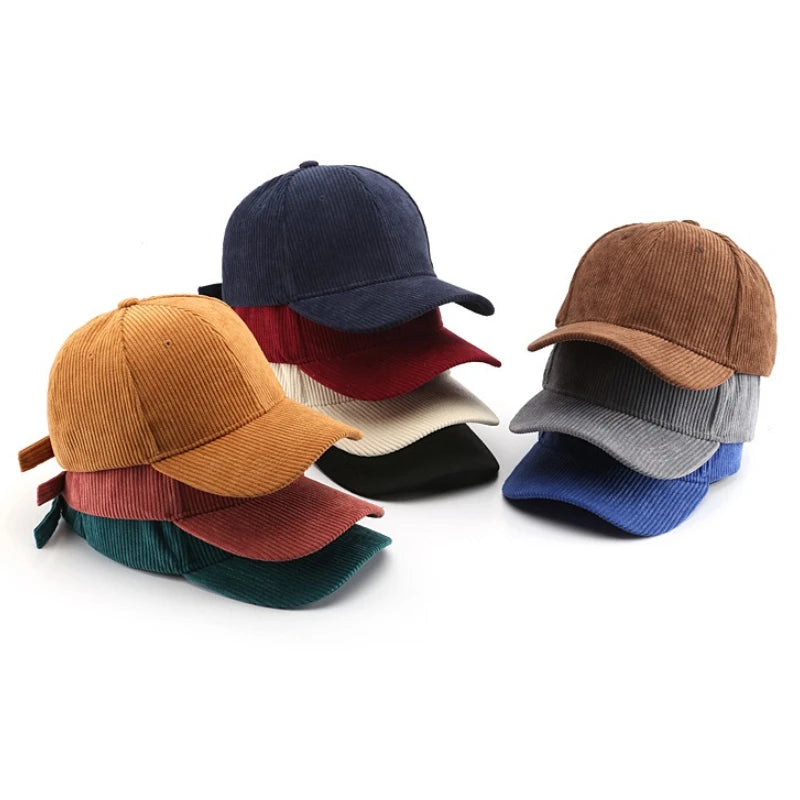 2025 New Corduroy Baseball Cap Women Men Cotton Solid Sunhat Sport Snapback Caps Autumn Warm Fashion Hip Hop Fishing Hat