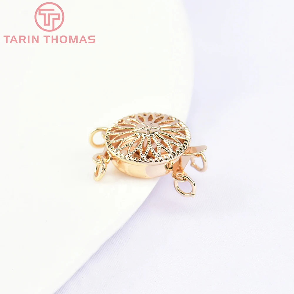 (5798) 4PCS 12MM 24K Gold Color Brass Round Bracelet Necklace Connector Clasp High Quality Diy Jewelry Accessories Wholesales