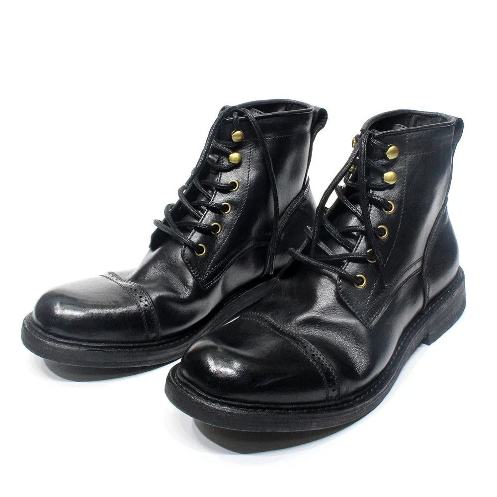 Men's Handmade Ankle Boots Soft Calfskin Full Grain Leather round Cap Toe Black Brown Winter Outdoor Shoes Best Quality