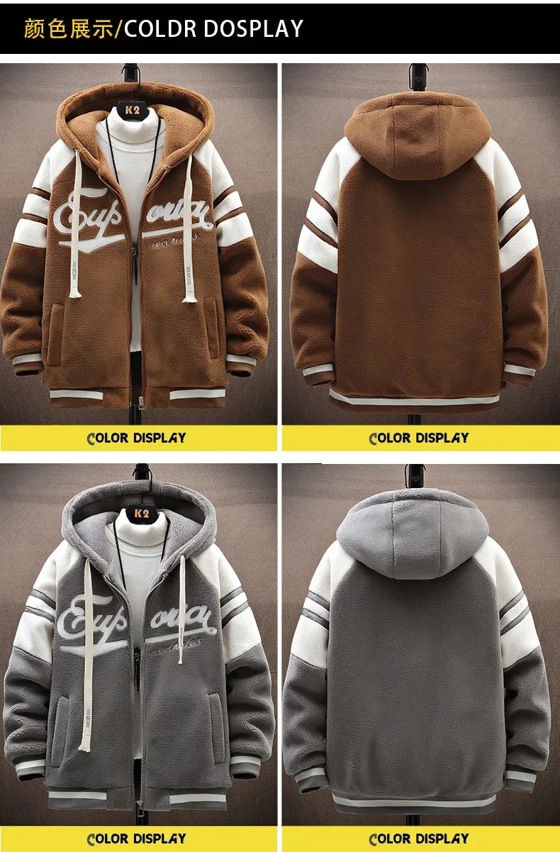 2023 Herren Kapuzenjacken Japan Mode Streetwear Harajuku Mäntel Herren Herbst Winter Herren Kleidung Wolljacken Stickerei Jacke