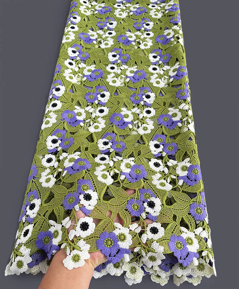 Skin Friendly Guipure Lace 5 Yards Latest 2026 African Embroidered Cord Fabric Cupion Garment Perfect For Casual Occasional Wear