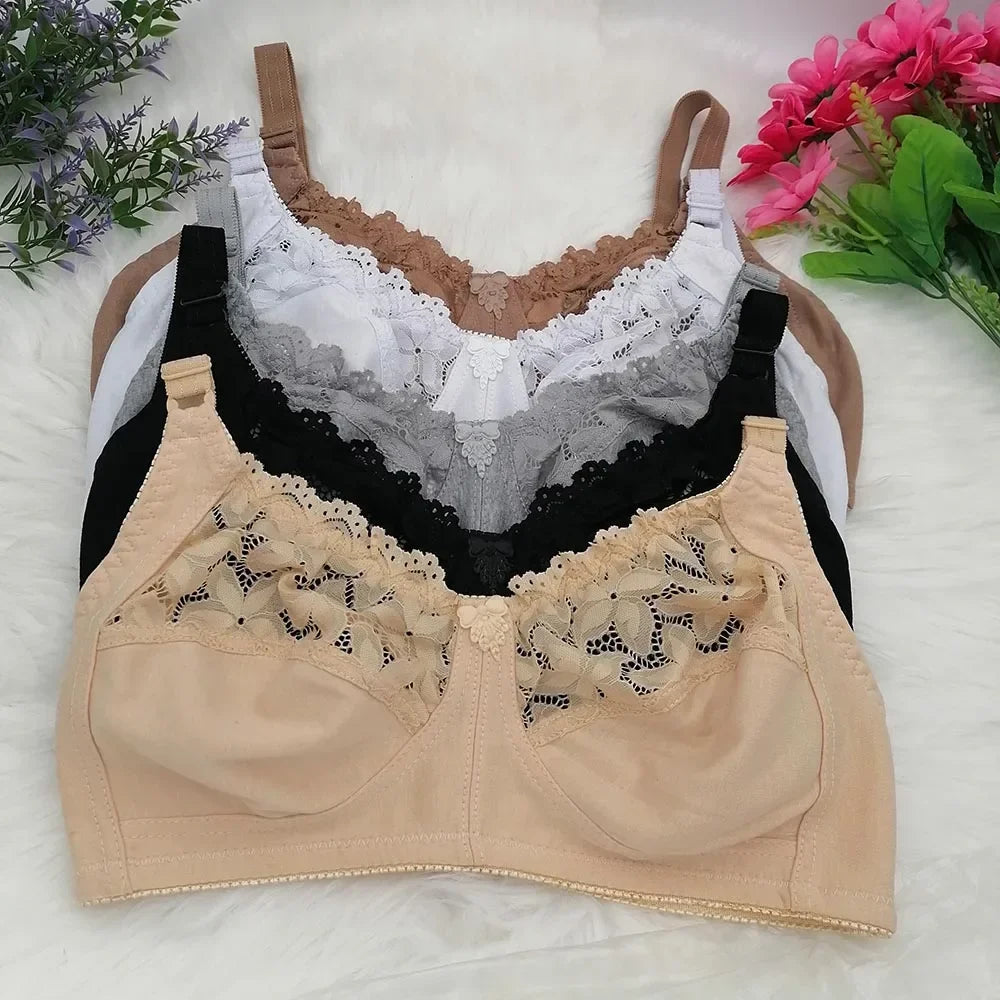 Solid Bra Unlined Comfortable Cotton Bras for Women Push Up Minimizer Wireless Plus Size Underwear Plunge Soft Sexy Lingerie C31