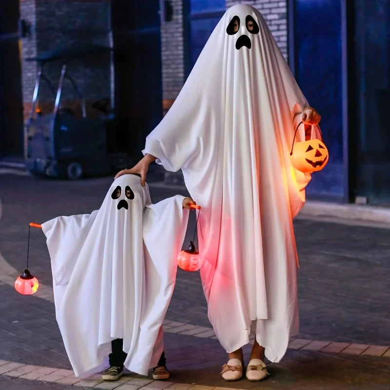 Halloween Ghost Cloak Adult Cosplay Costumes Anime No Face Man Role Play Apparel Parents-Kids Helloween Party Dress Horror Elf