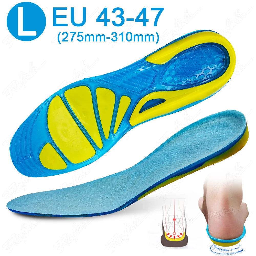 Massaging Orthopedic Insoles Foot Care For Feet Shoes Sole Shock Absorption Pad New Silicone Non-Slip Gel Soft Sport Shoe Insole