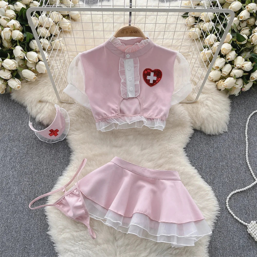 Sexy Cute Sweet Lace Backless Jumpsuit Women Slim Fit Bodysuit Girl Strap Bow knot Cosplay Hot Sweet Bow Ribbon Lingerie Dress