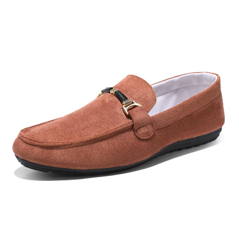Spring Summer Blue Suede Loafers Men Slip On Soft Moccasins Breathable Flats Driving Shoes Men Leather Casual Shoes Handmade