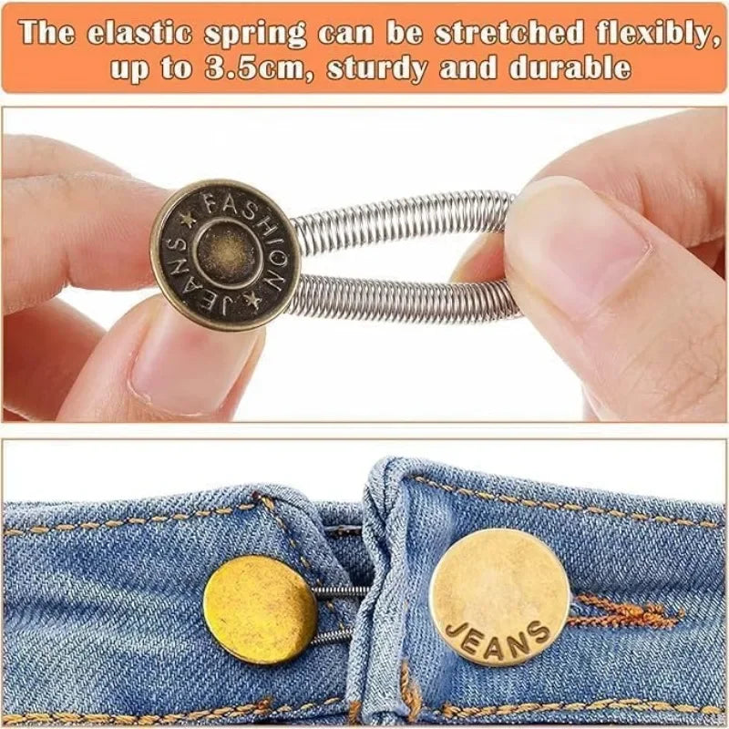 1/20PCS Jeans Waist Extender Button Adjustable Retractable Elastic Spring Buttons DIY Pants Jeans Free Sewing Waist Extenders