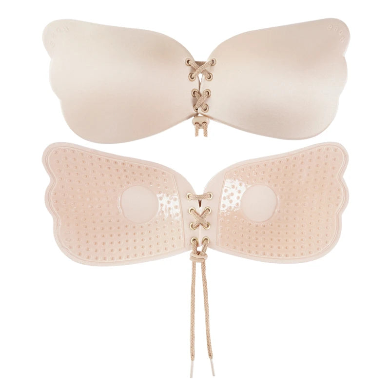Women Self Adhesive Strapless Bandage Blackless Solid Bras For Women Sticky Silicone Push Up Invisible Lady Lingeries Sexy Bra