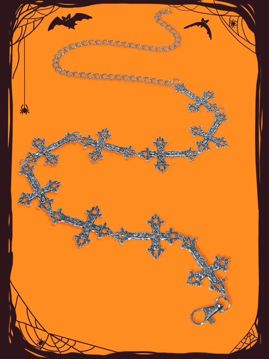 HERSHINE 1-piece women's fashion silver cross metal waist chain, Y2K gothic punk rock hip hop cosplay accessory，spring，summer