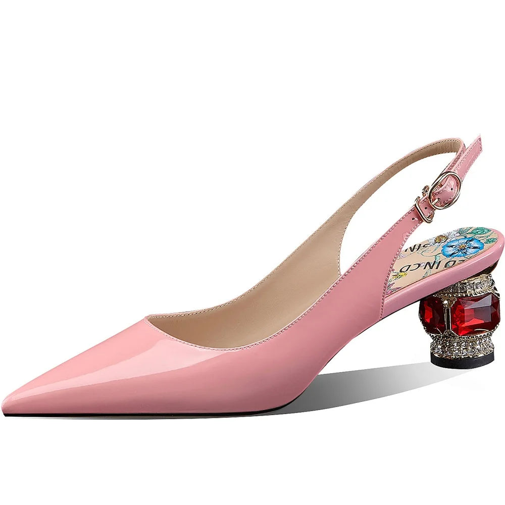 【JOCHEBED HU】2025 Newest Spring Summer Shoes Woman Sexy Brand Genuine Leather Shallow Pumps Pointed-Toes Strange Style  33-46