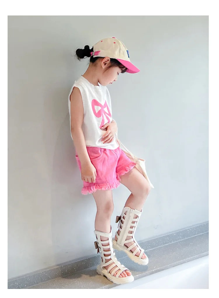 Children Sandals High-top Kids Girls Sandals Baby Sandals High Quality Flat Cut-Outs Beach Sandals
